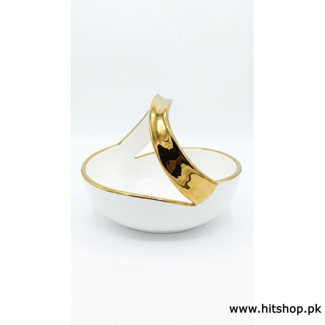 Classic Touch Porcelain Golden Trim Ceramic Bowl - view 1
